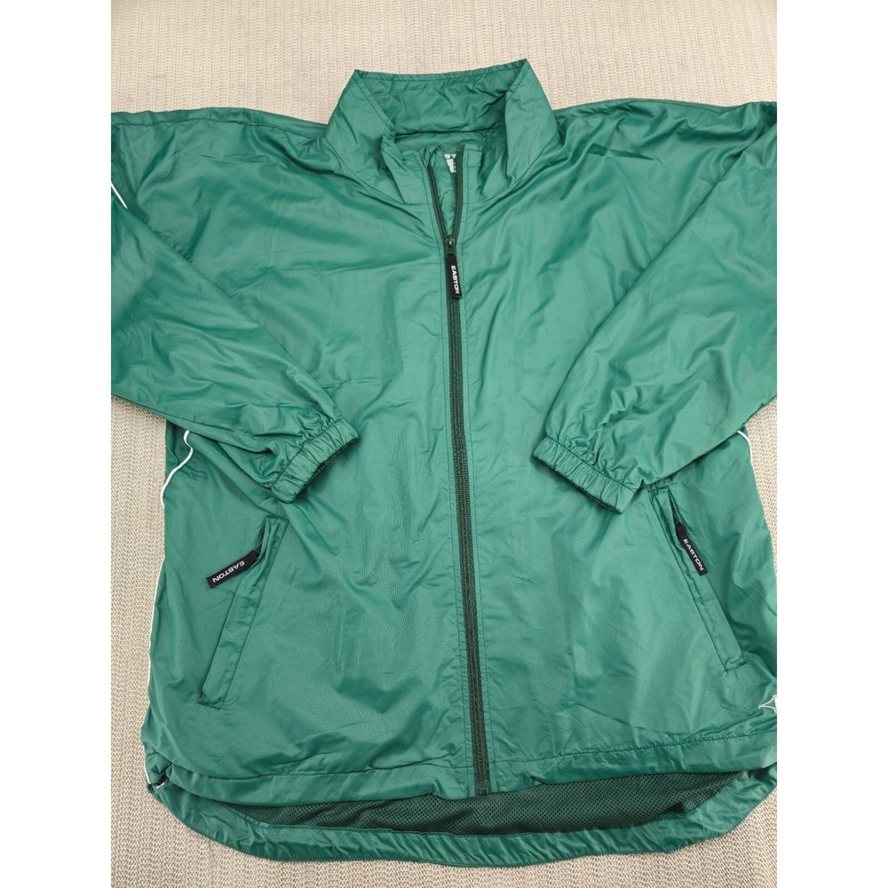 Easton Track Jacket Mens Medium Green White Nylon Full Zip Windbreaker